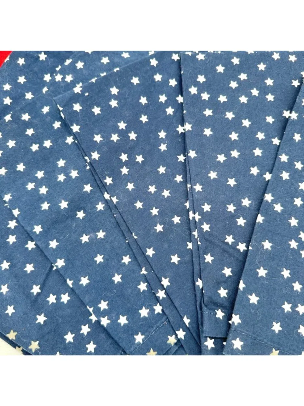 Set Of 10 Cloth Napkins Patriotic Themed FIVE Red and FIVE Blue with White Stars